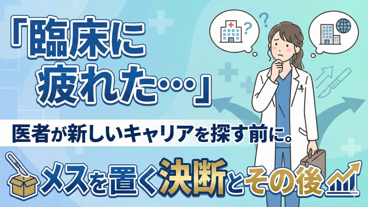 「臨床に疲れた…」医者が新しいキャリアを探す前に。メスを置く決断とその後